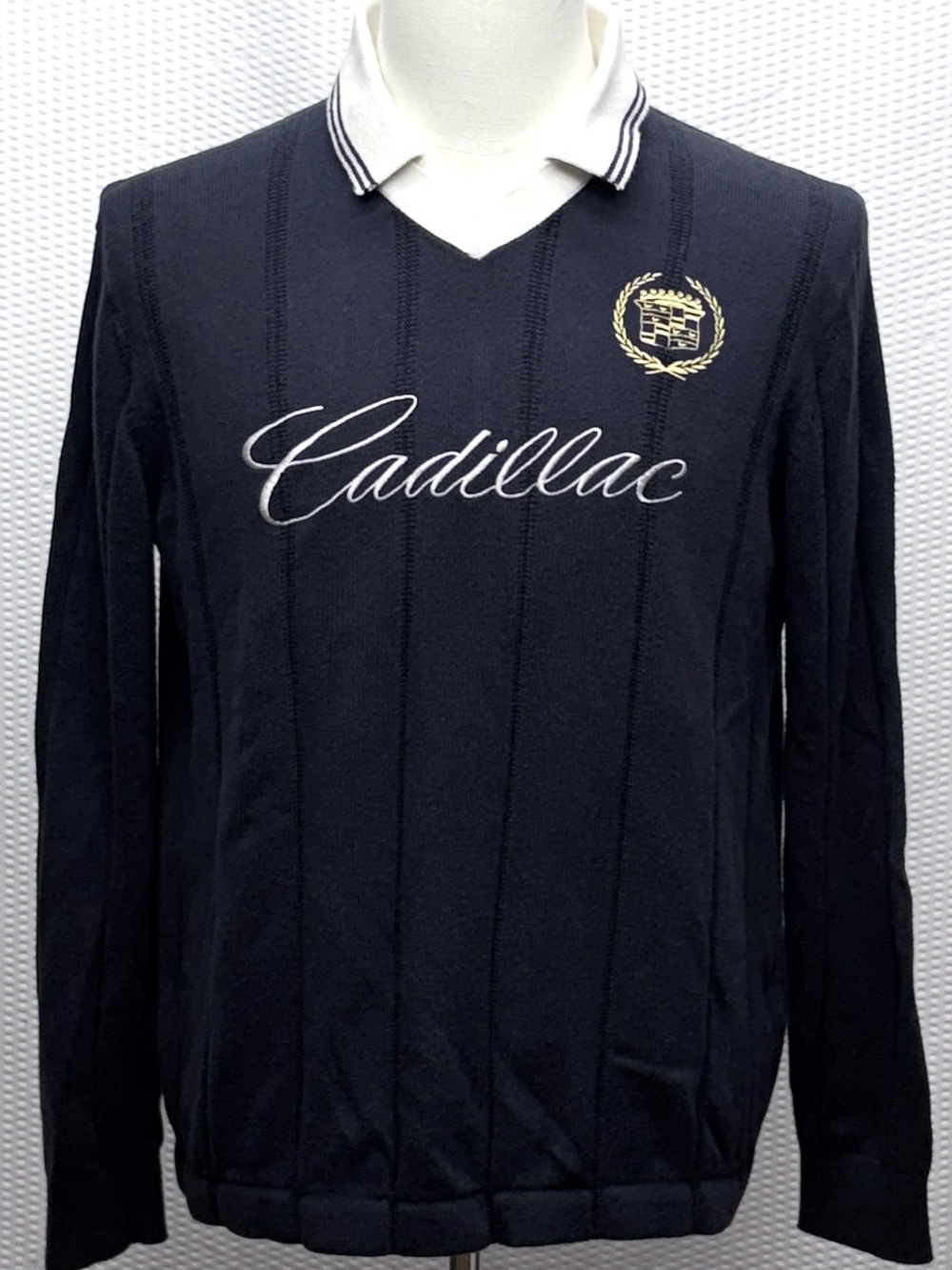 Abercrombie Cadillac Rugby Collar Sweater Mens M Navy V Neck 2025
